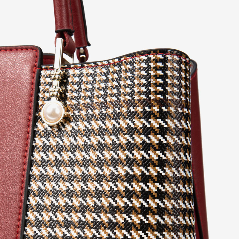 Leather women's bag red crossbody tote