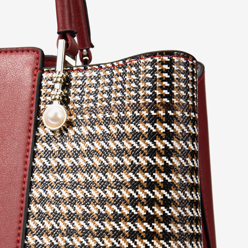 Leather women's bag red crossbody tote