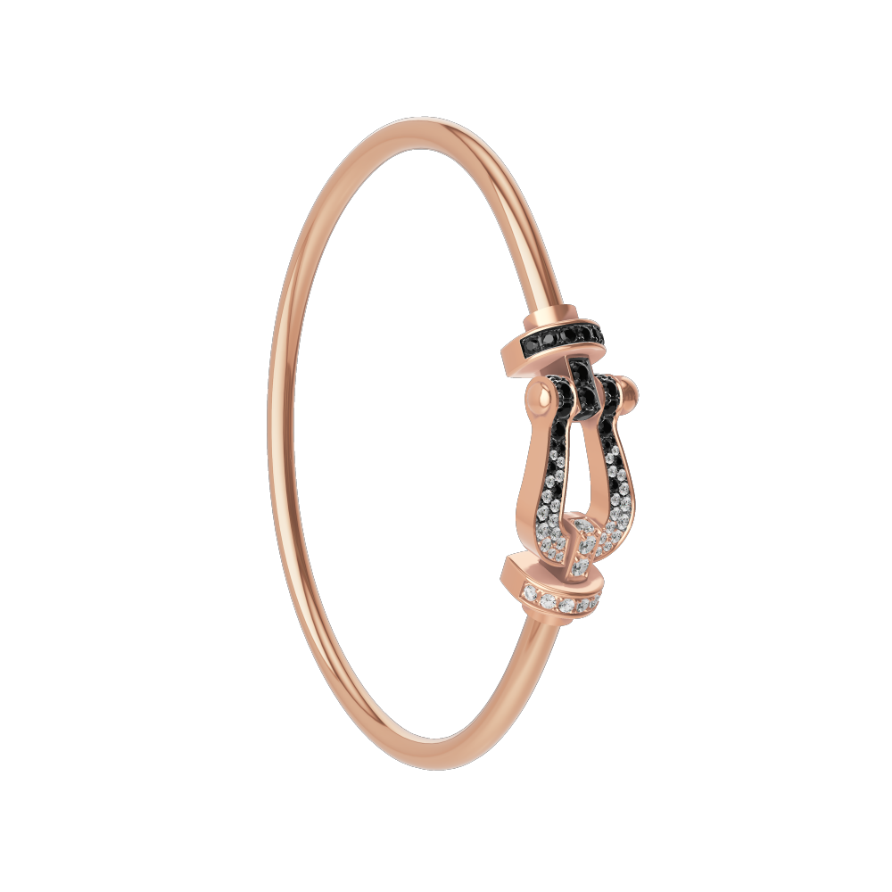 FORCE 10 BRACELET 18K PINK GOLD AND BLACK AND WHITE DIAMONDS LARGE MODEL
