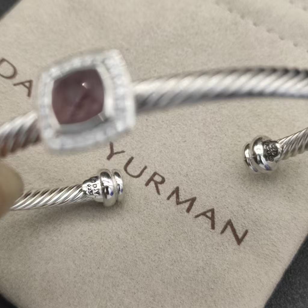 Cable Classics Bracelet, Champagne Diamonds and Bead Detail, Sterling Silver, 3mm