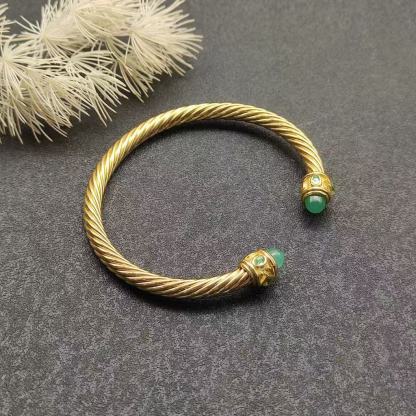 Renaissance® Classic Cable Bracelet Sterling gold with 14K Yellow Gold, green Topaz and Lapis, 5mm