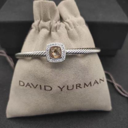 Cable Classics Bracelet, Champagne Diamonds and Bead Detail, Sterling Silver, 3mm