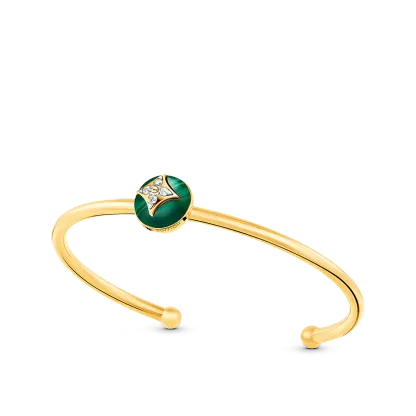 B Blossom Open Bangle, Yellow Gold, White Gold, Malachite And Diamonds