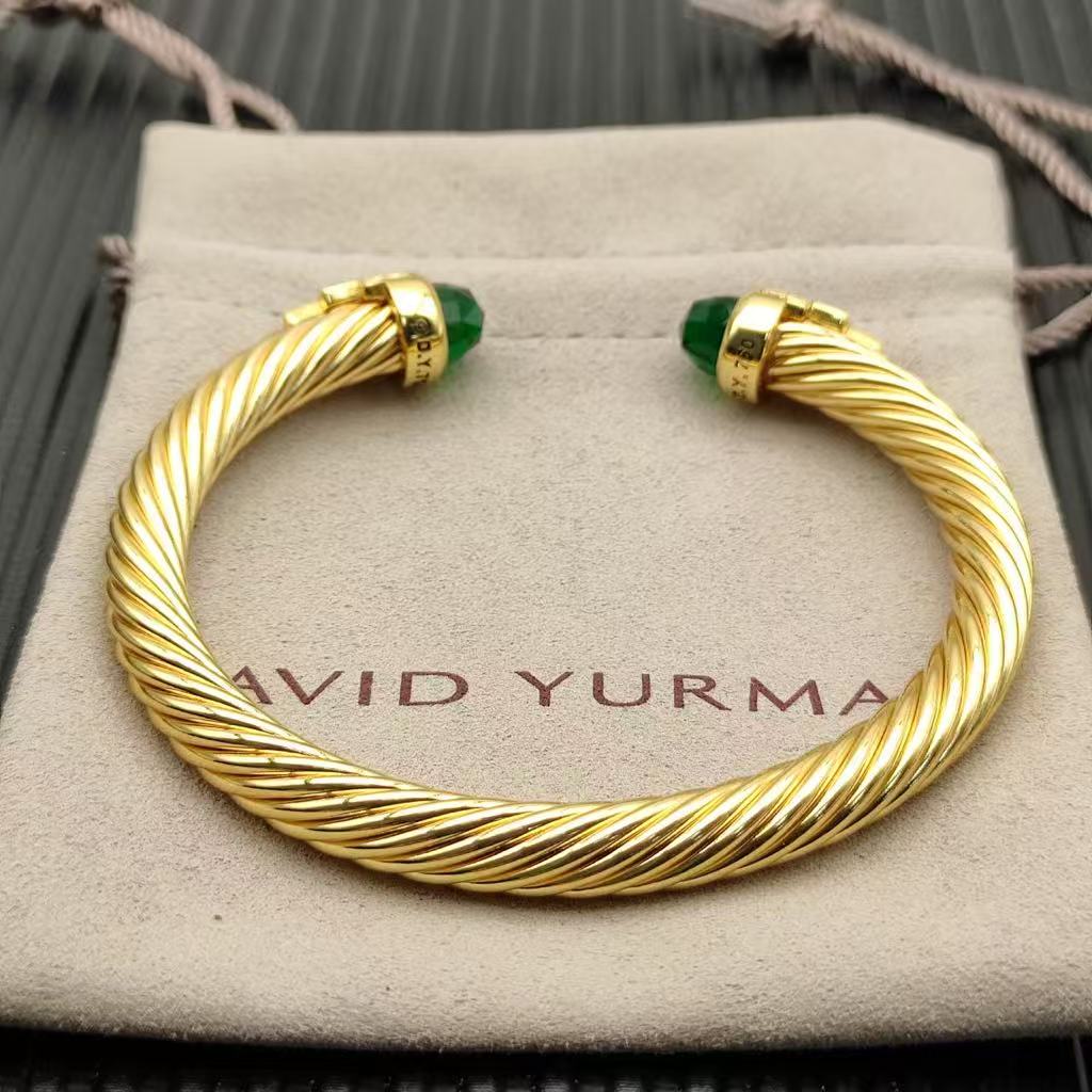 7mm Cable Bracelet with Peridot & Diamond Accents