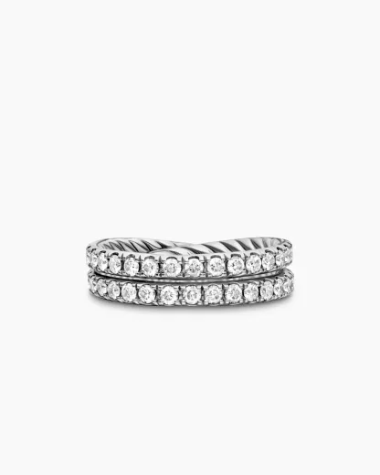 DY Crossover® Band Ring Platinum with Diamonds
