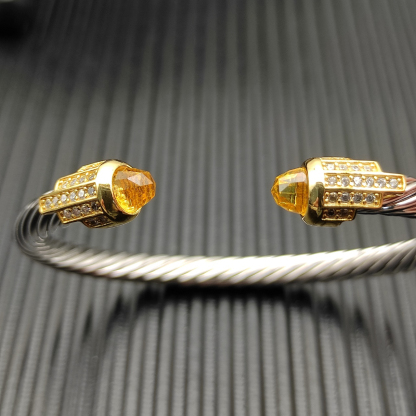 5mm Cable Bracelet with Yellow Topaz & Diamond Accents