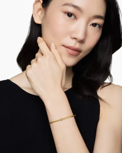 Classic Cablespira® Station Bracelet 18K Yellow Gold with Diamonds, 3mm