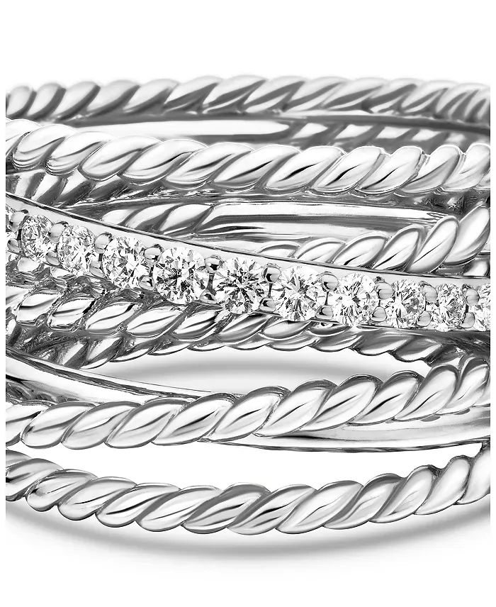 Crossover Wide Diamond Stacked Ring