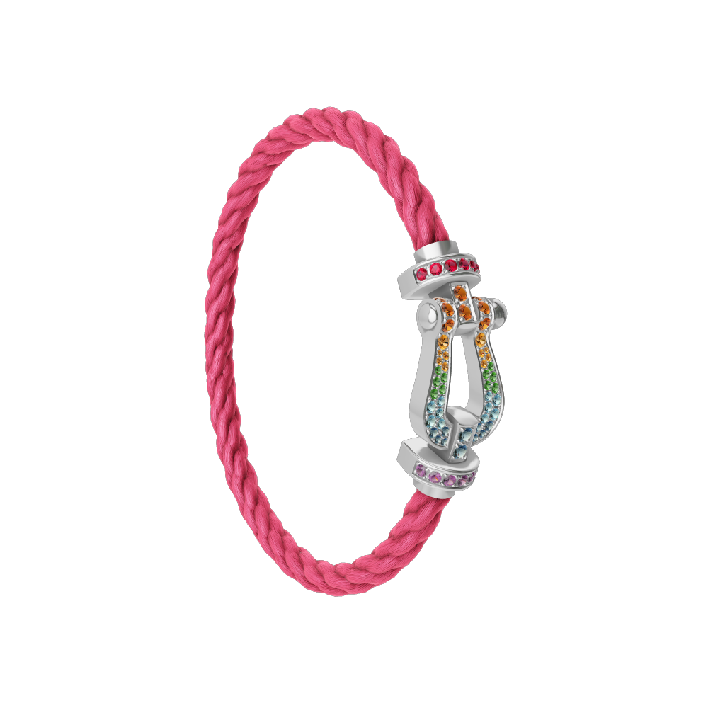 FORCE 10 BRACELET 18K WHITE GOLD AND COLORED STONES LARGE MODEL
