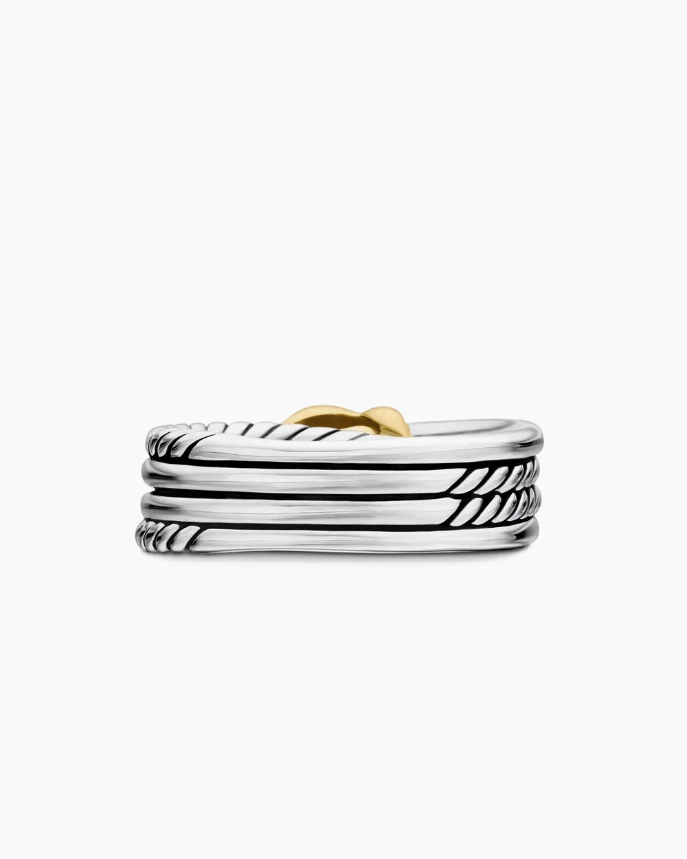 X Crossover Band Ring Sterling Silver with 18K Yellow Gold