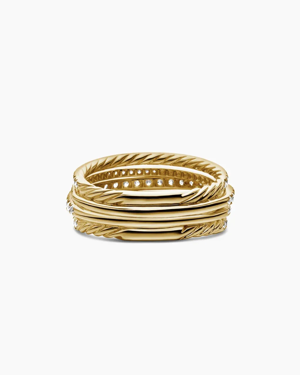 Pavé Crossover Ring 18K Yellow Gold with Diamonds