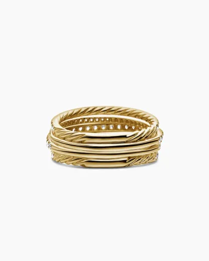 Pavé Crossover Ring 18K Yellow Gold with Diamonds