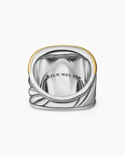 Sculpted Cable Saddle Ring Sterling Silver with 18K Yellow Gold