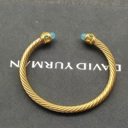 Renaissance® Classic Cable Bracelet Sterling gold with 14K Yellow Gold, blue Topaz and Lapis, 5mm