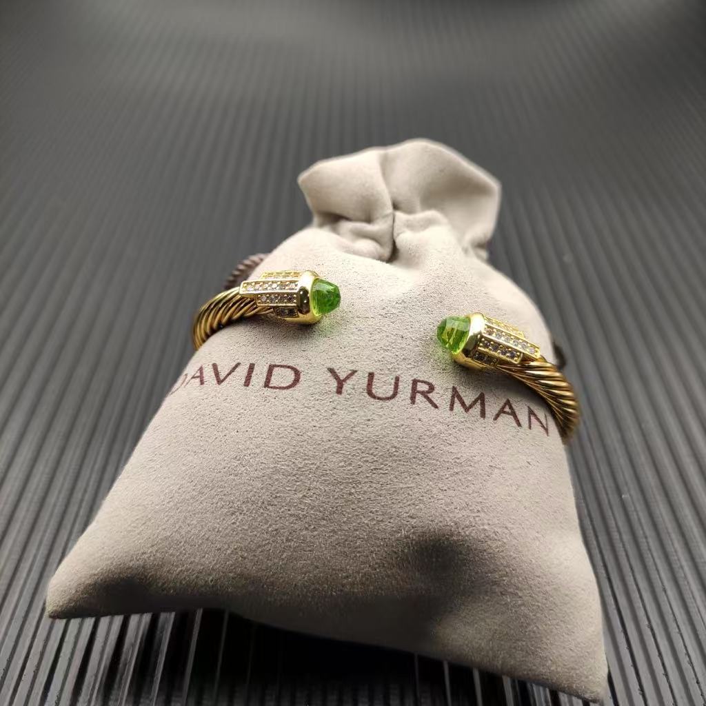Cable Bracelet with Peridot & Diamond Accents  5mm