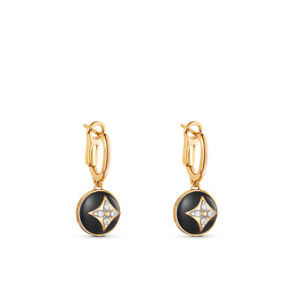 B Blossom Earrings, Yellow Gold, White Gold, Onyx And Diamonds