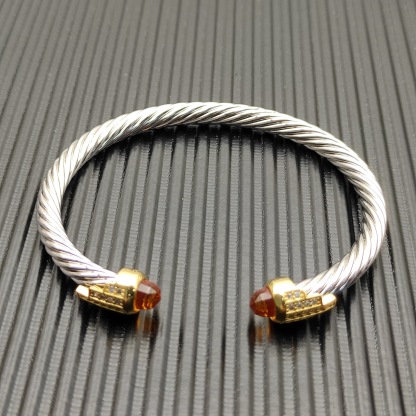 5mm Cable Bracelet with Champagne Topaz & Diamond Accents