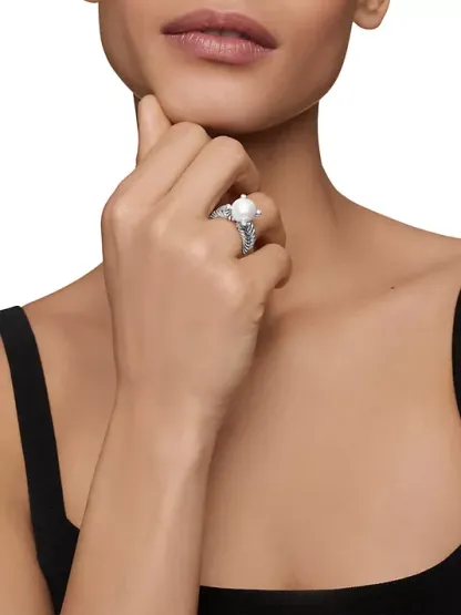 Dathtvid Yurthtman  Cable Collectibles® Pearl Ring with Diamonds