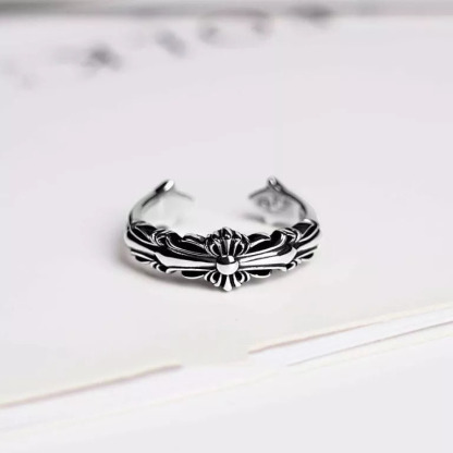 BABY DOUBLE FLORAL CROSS RING
