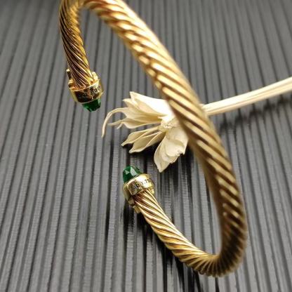 Cable Bracelet with Peridot & Diamond Accents  5mm