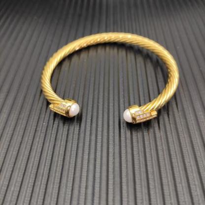 Cable Bracelet with Pearls & Diamond Accents  5mm