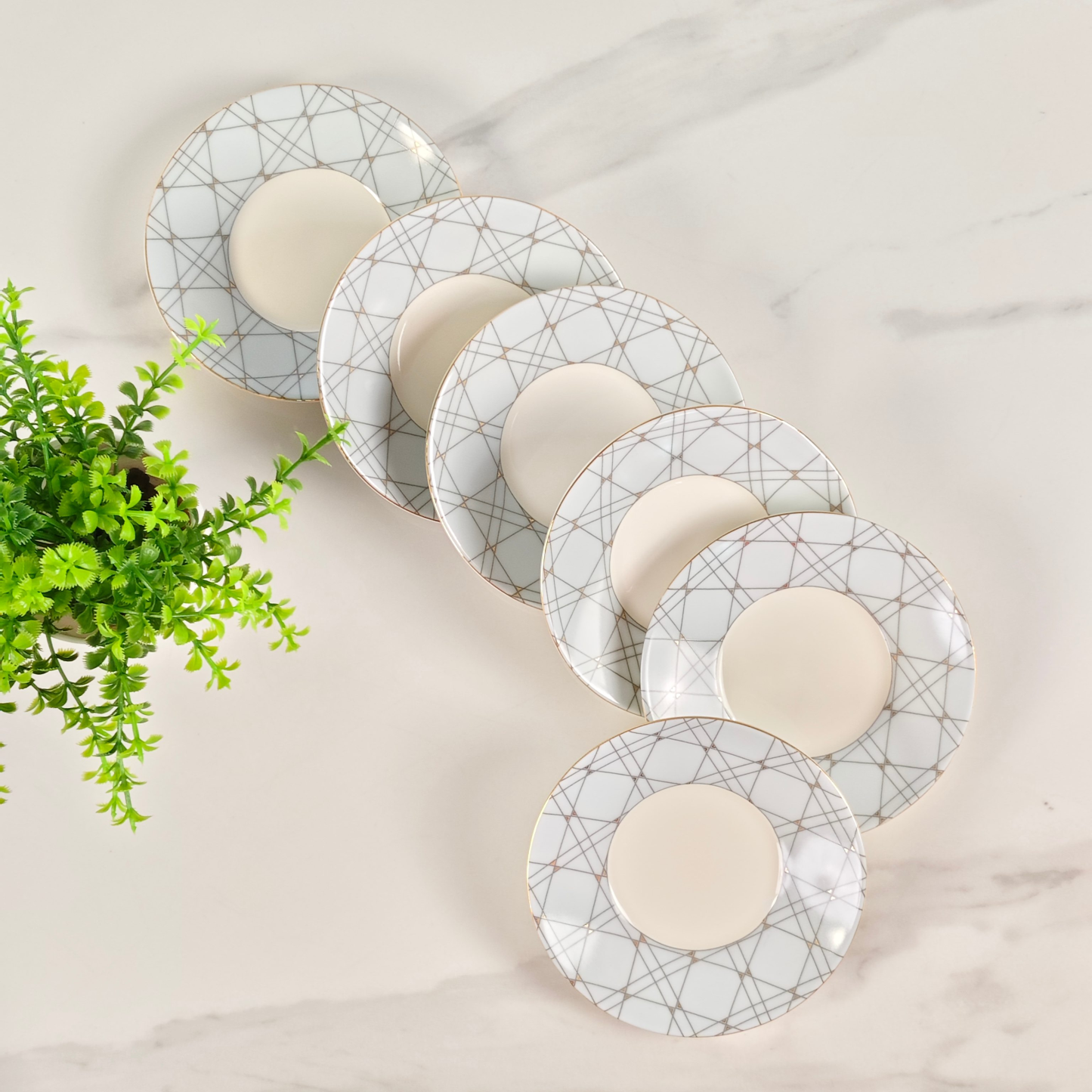 Dithtor Grid-Pattern Blue Cup Set