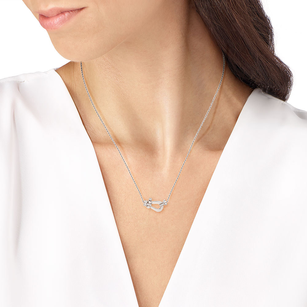 FORCE 10 NECKLACE 18K WHITE GOLD AND DIAMONDS MEDIUM MODEL