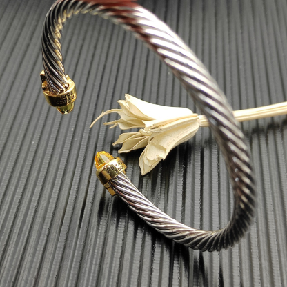 5mm Cable Bracelet with Yellow Topaz & Diamond Accents