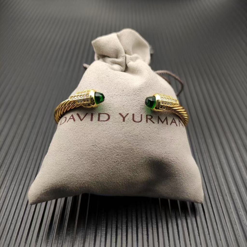 Cable Bracelet with Peridot & Diamond Accents  5mm