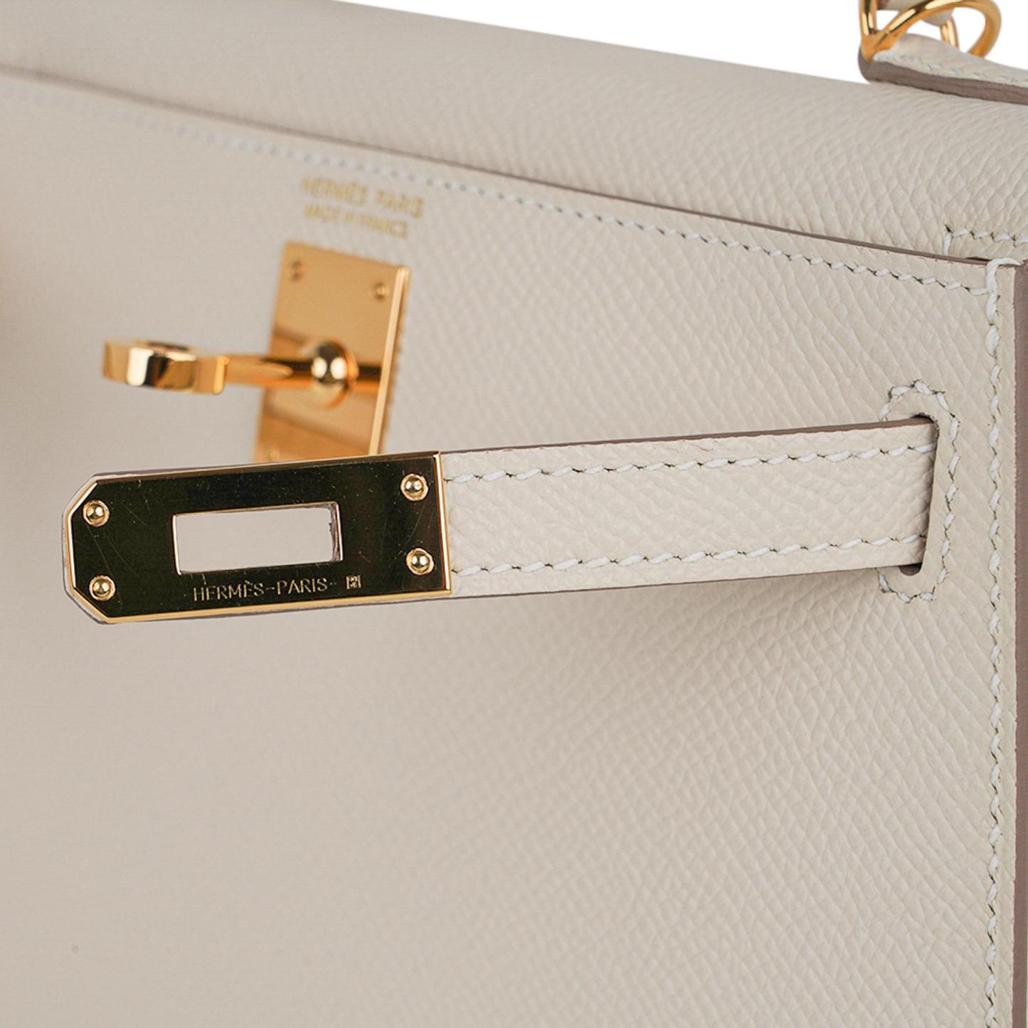 Hermes Kelly 18 Mini Sellier Bag Craie Epsom Leather Gold Hardware