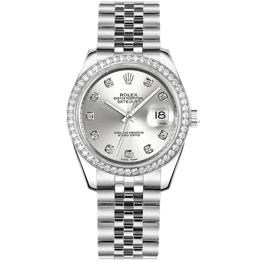 Datejust 31 Silver Diamond Dial & Bezel Watch 178384