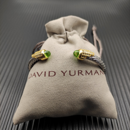 5mm Cable Bracelet with Light Green Topaz & Diamond Accents