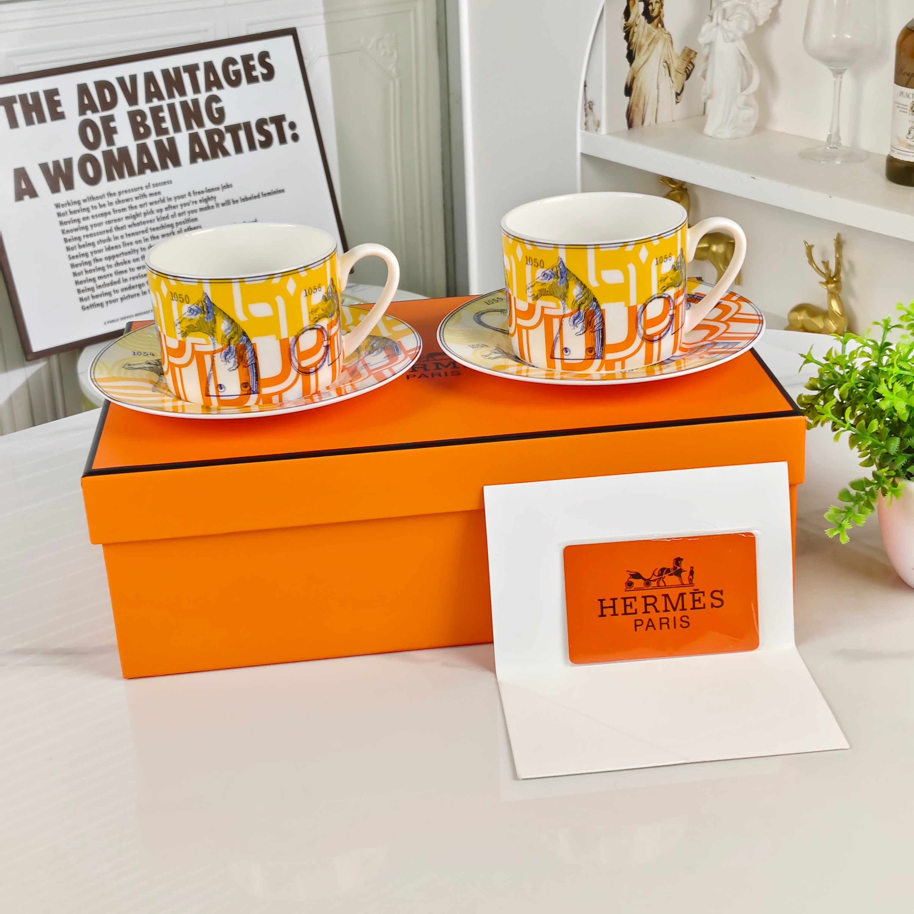 New Arrival 🔥 Hethtrmès High-End "Digital Horse" Double Cup & Saucer Set