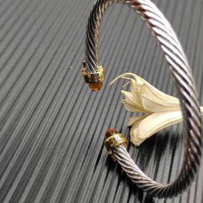 5mm Cable Bracelet with Champagne Topaz & Diamond Accents