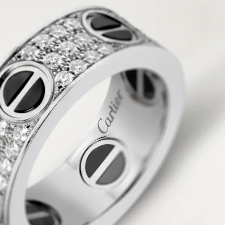 LOVE RING, DIAMOND-PAVED, CERAMIC