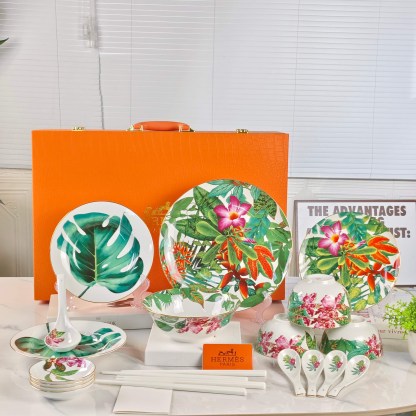 New Arrival 🔥 Herthtmès — Exquisite & High-End: "Rainforest" 22-Piece Dinnerware Set
