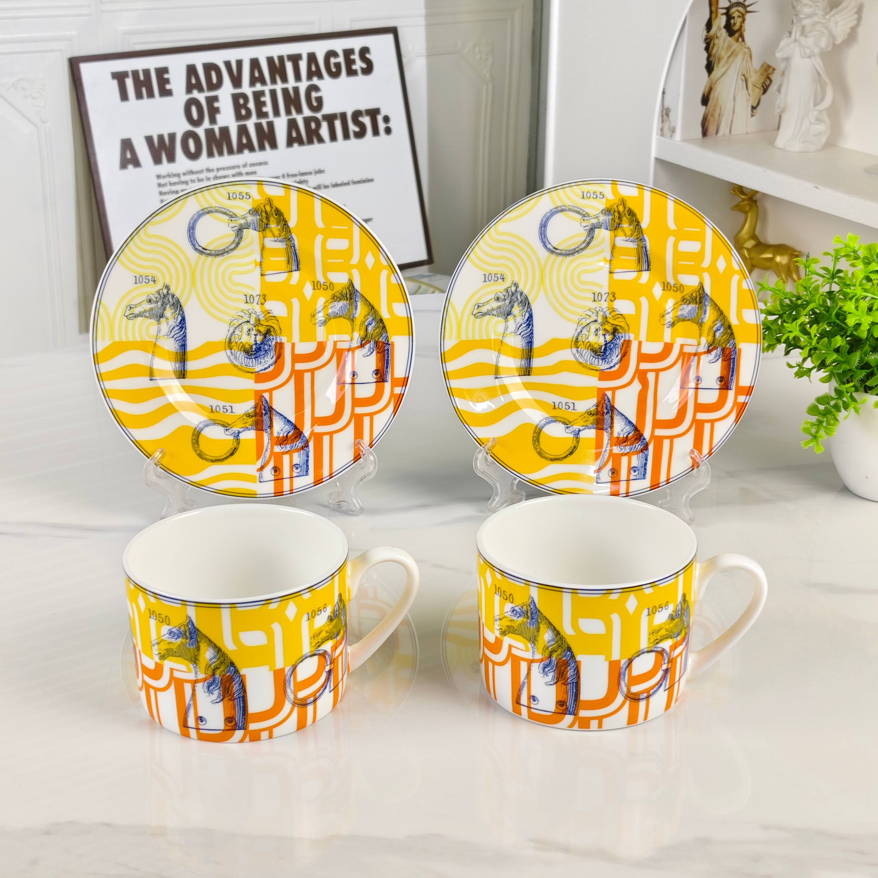New Arrival 🔥 Hethtrmès High-End "Digital Horse" Double Cup & Saucer Set