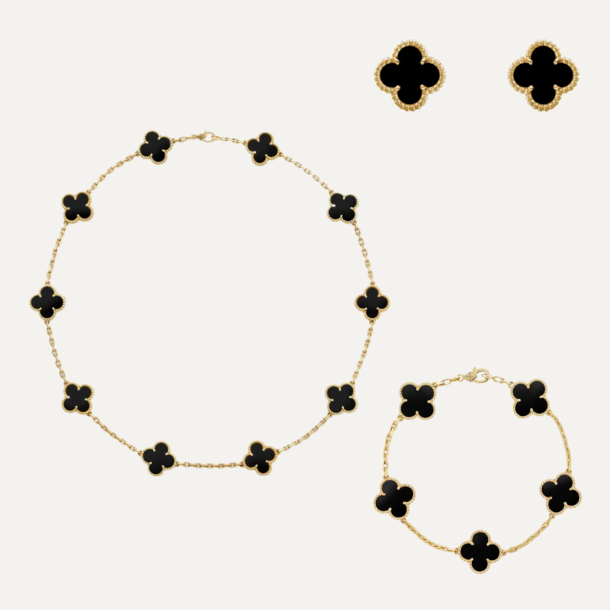 Vintage Alhambra 3‑Piece Set – Necklace, Bracelet & Earrings