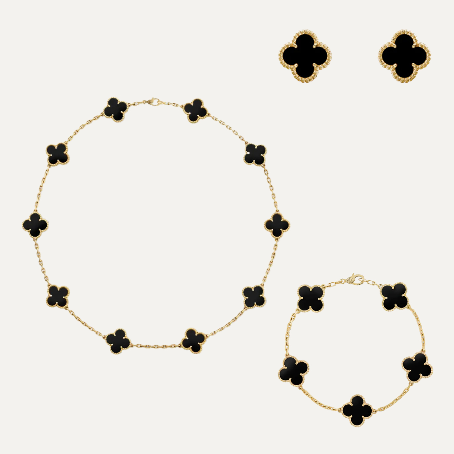 Vintage Alhambra 3‑Piece Set – Necklace, Bracelet & Earrings