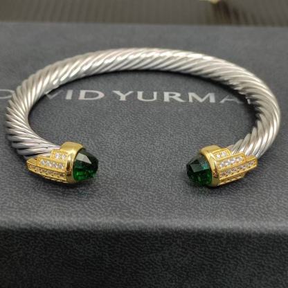 7mm Cable Bracelet with Peridot & Diamond Accents – Gold Cap