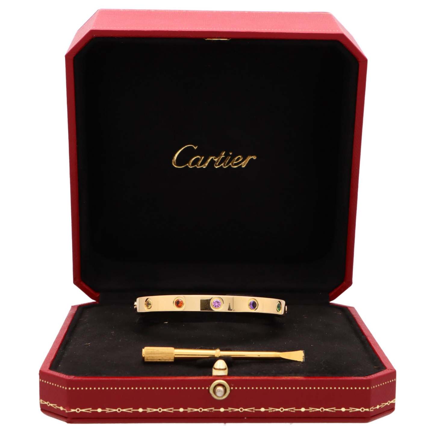 Vintage Carthttier Multi Gem Love Bracelet in 18k Yellow Gold