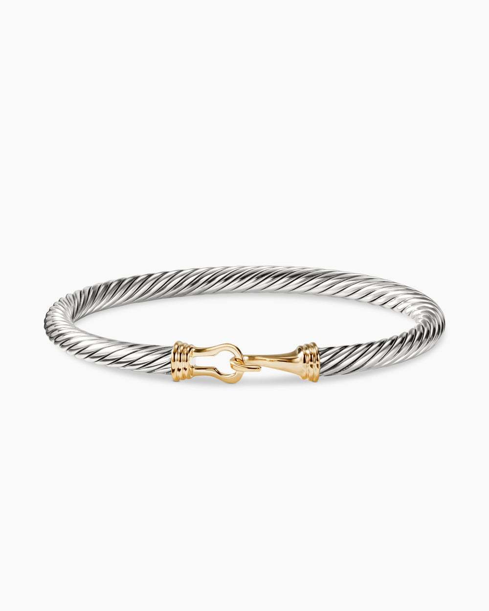 Buckle Classic Cable Bracelet Sterling Silver with 14K Yellow Gold, 5mm