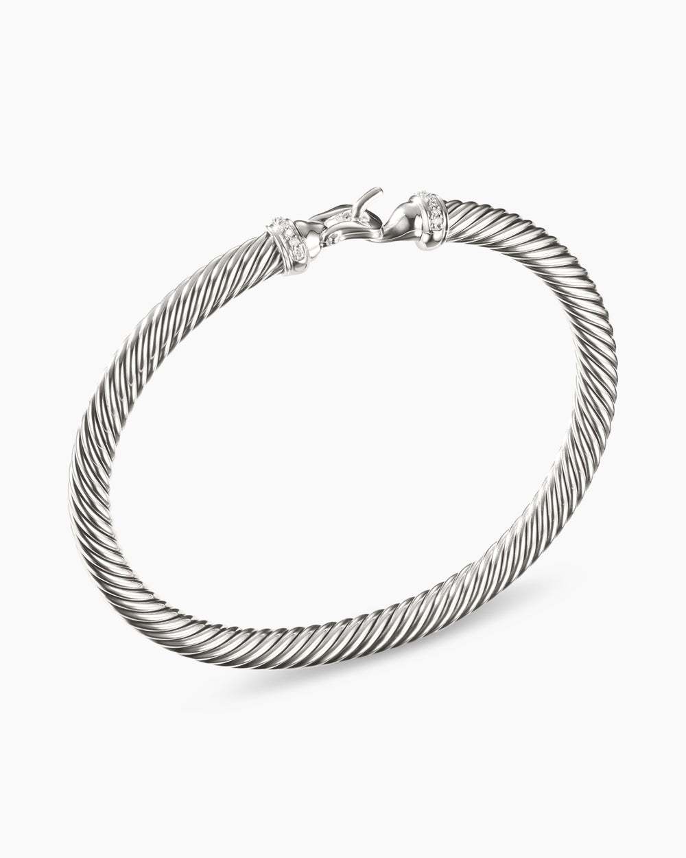 Buckle Classic Cable Bracelet Sterling Silver with Diamonds, 5mm