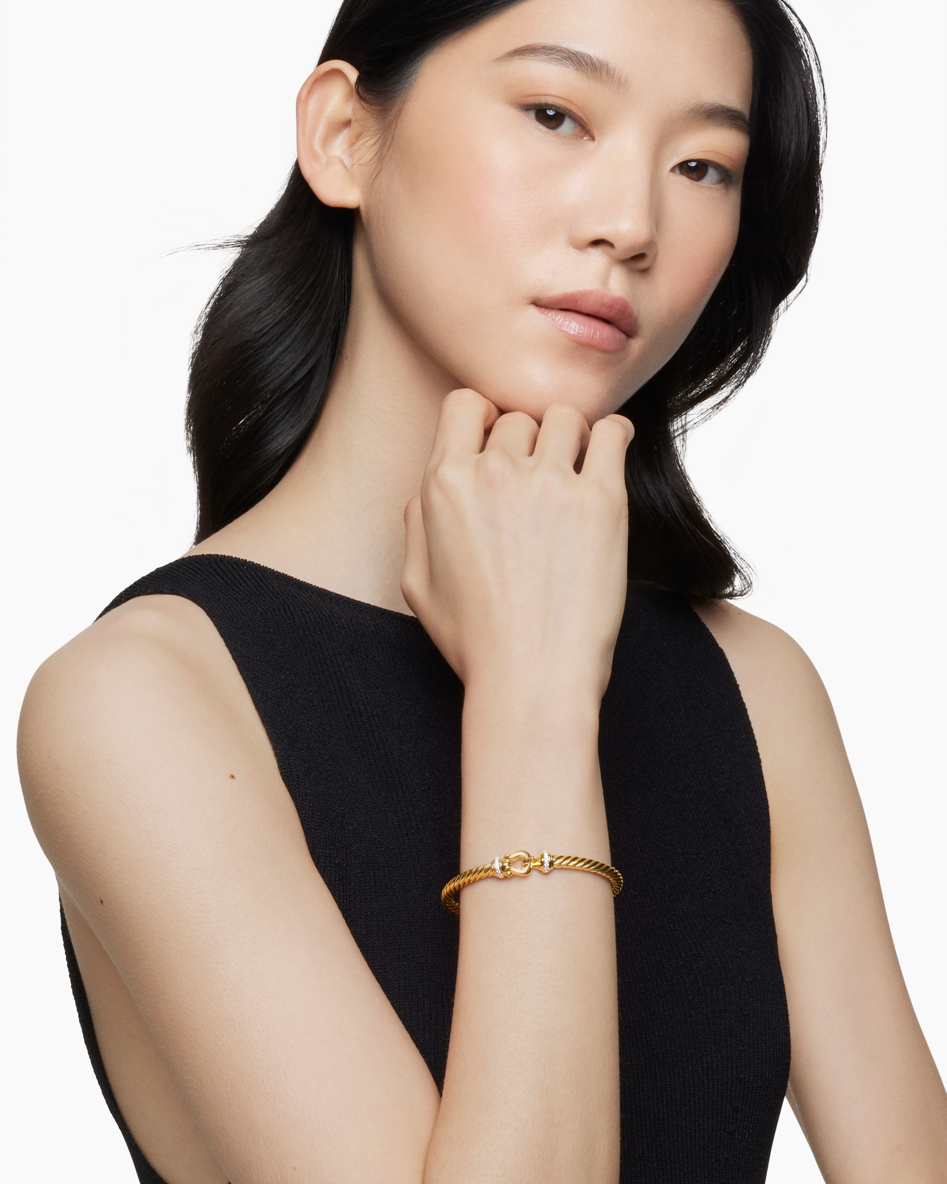 Buckle Cablespira® Bracelet 18K Yellow Gold with Diamonds, 5mm