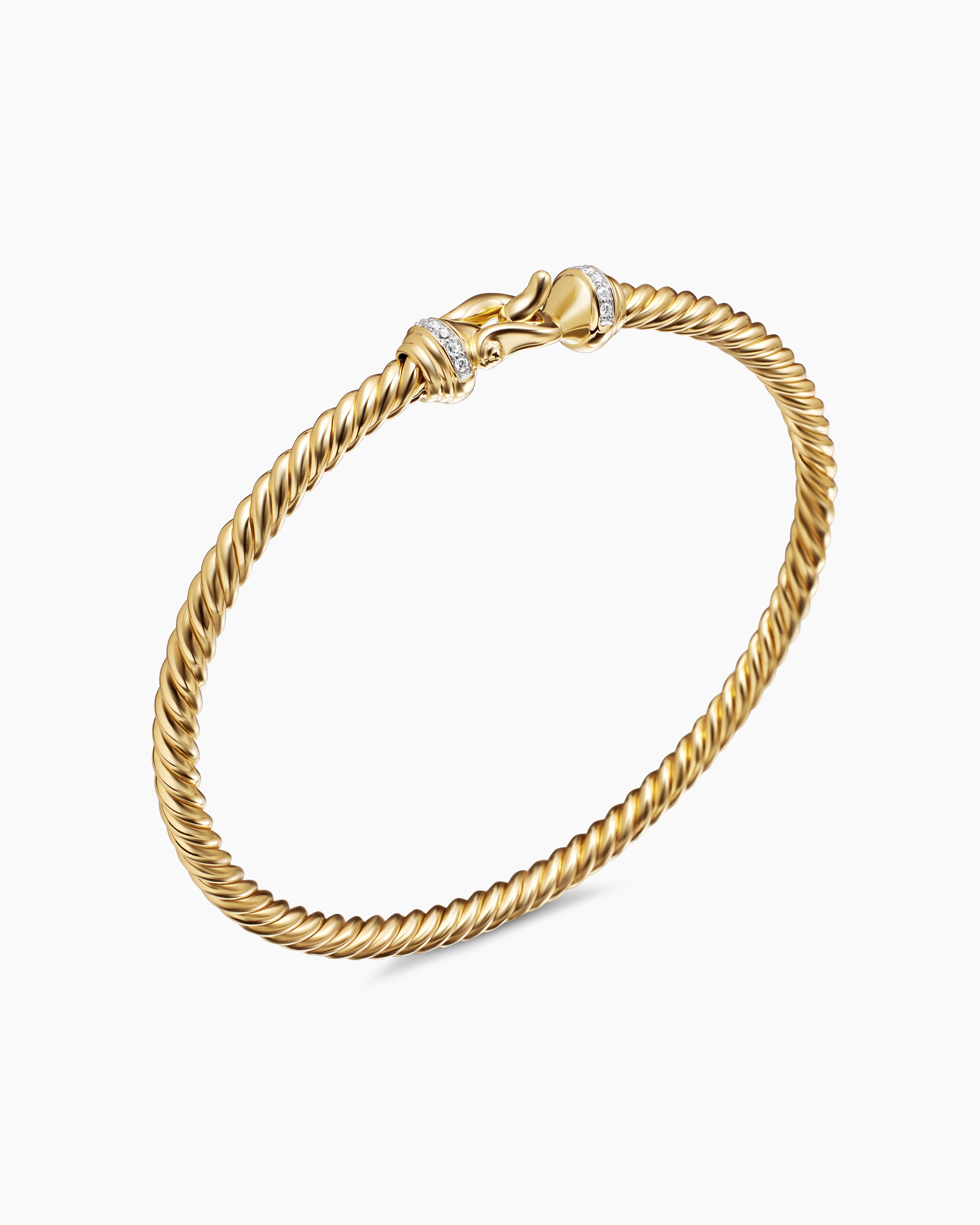 Buckle Cablespira® Bracelet 18K Yellow Gold with Diamonds, 4mm