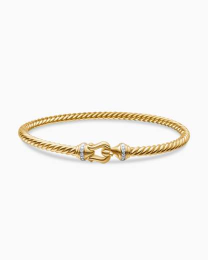 Buckle Cablespira® Bracelet 18K Yellow Gold with Diamonds, 4mm