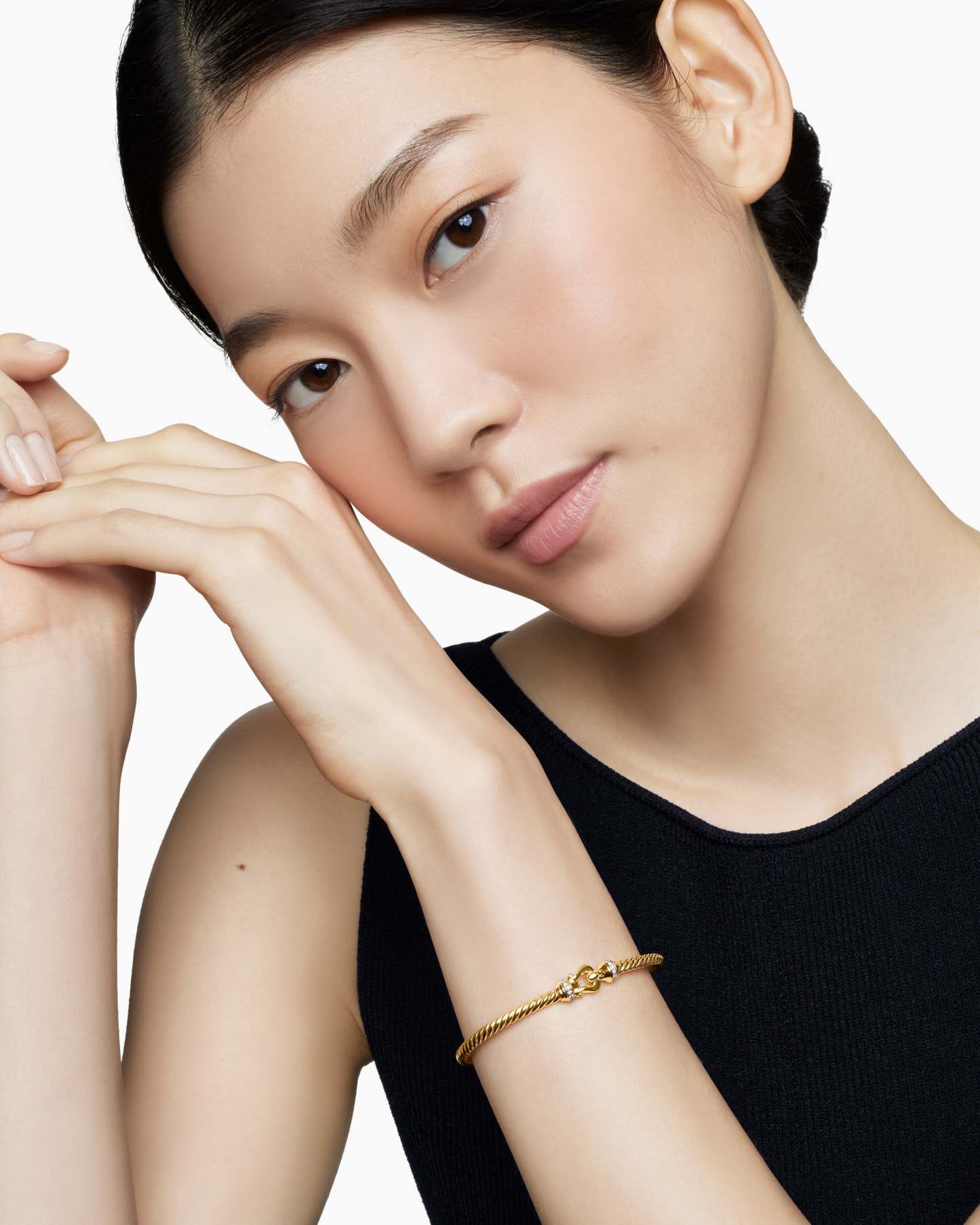 Buckle Cablespira® Bracelet 18K Yellow Gold with Diamonds, 4mm