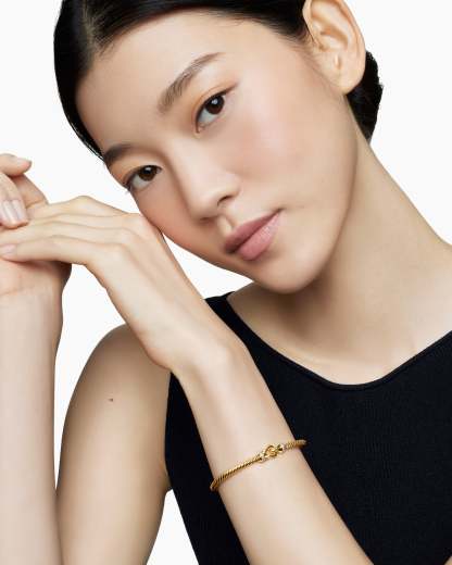 Buckle Cablespira® Bracelet 18K Yellow Gold with Diamonds, 4mm