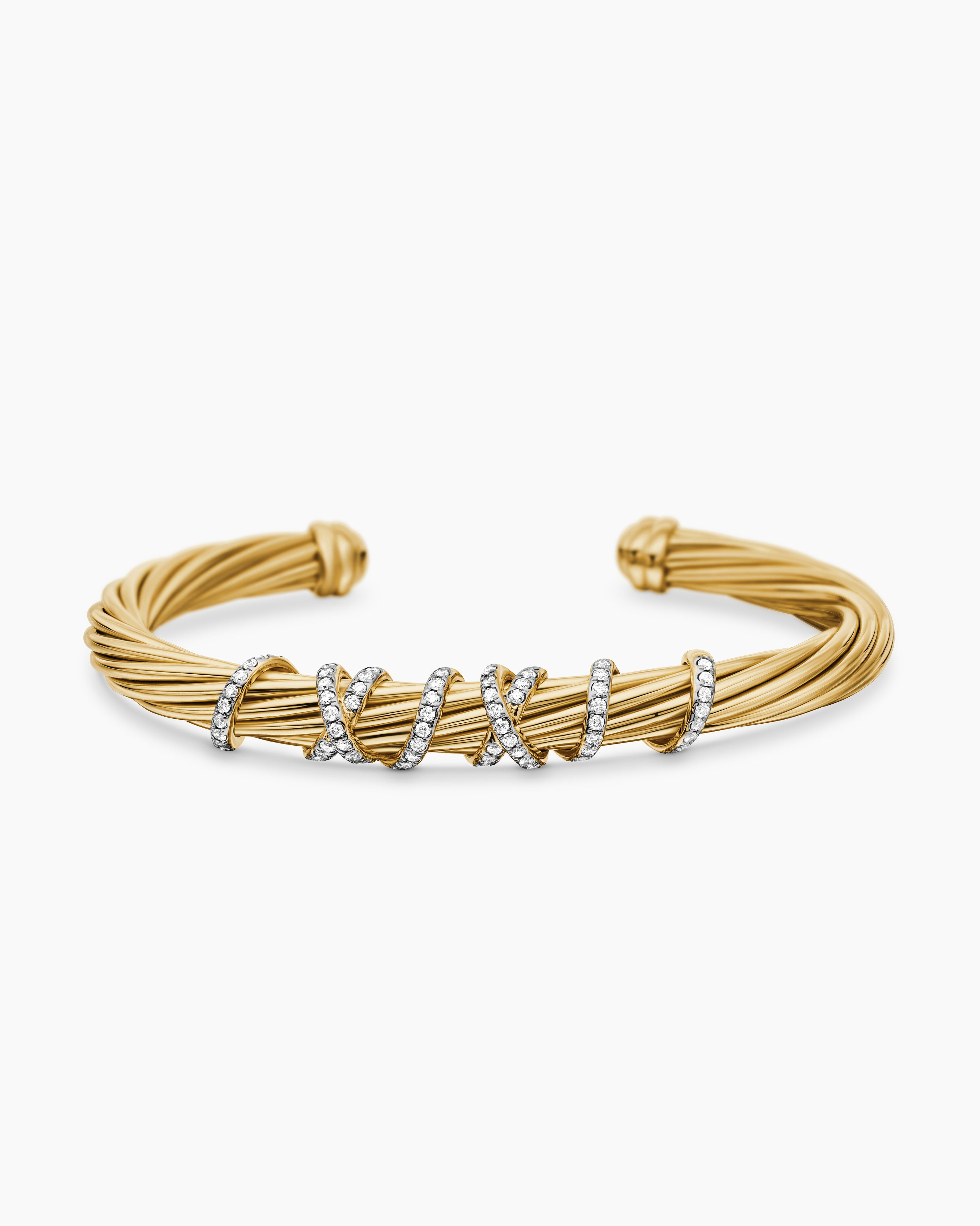 Helena Centre Station Bracelet 18K Yellow Gold with Diamonds, 6mm