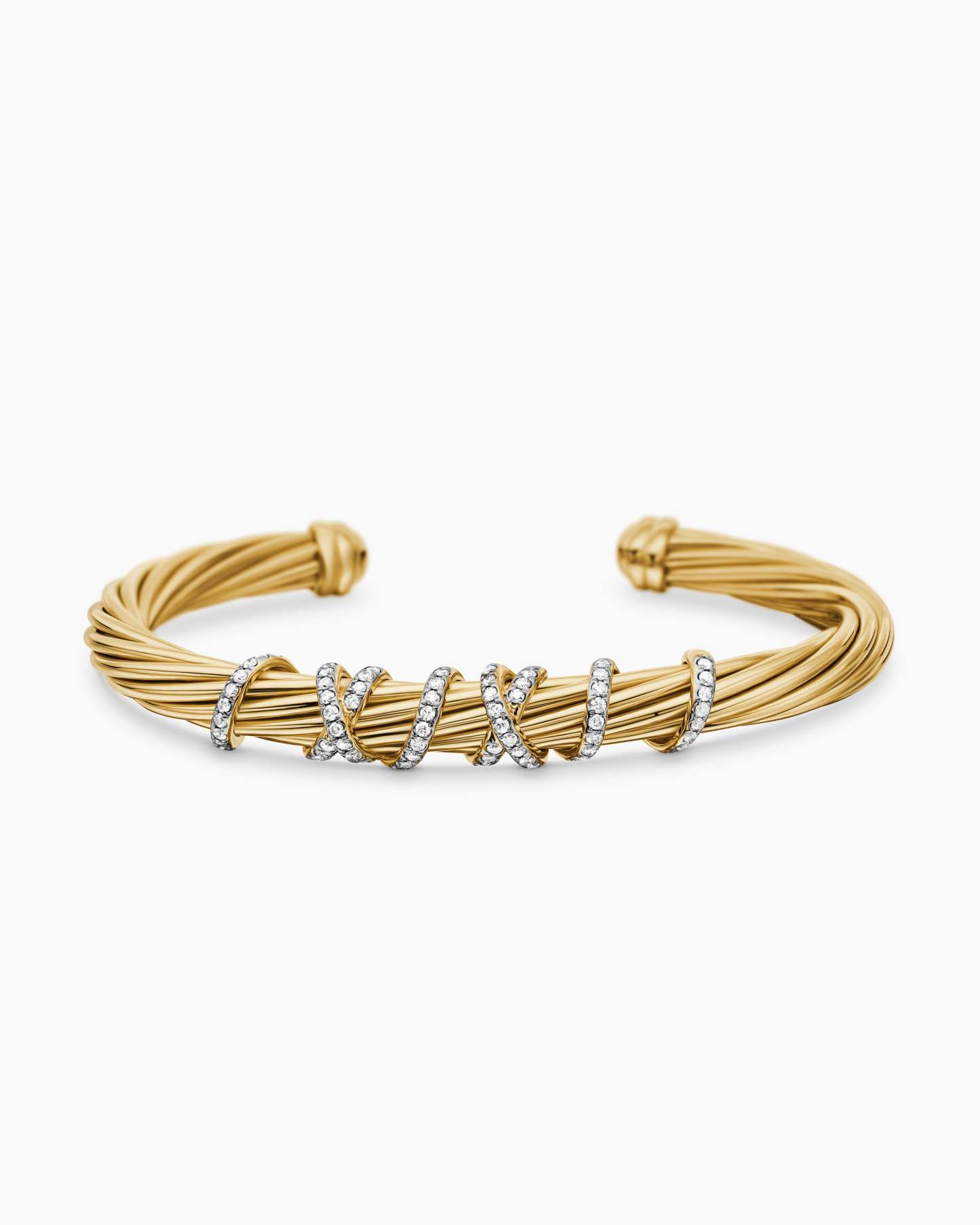 Helena Centre Station Bracelet 18K Yellow Gold with Diamonds, 6mm